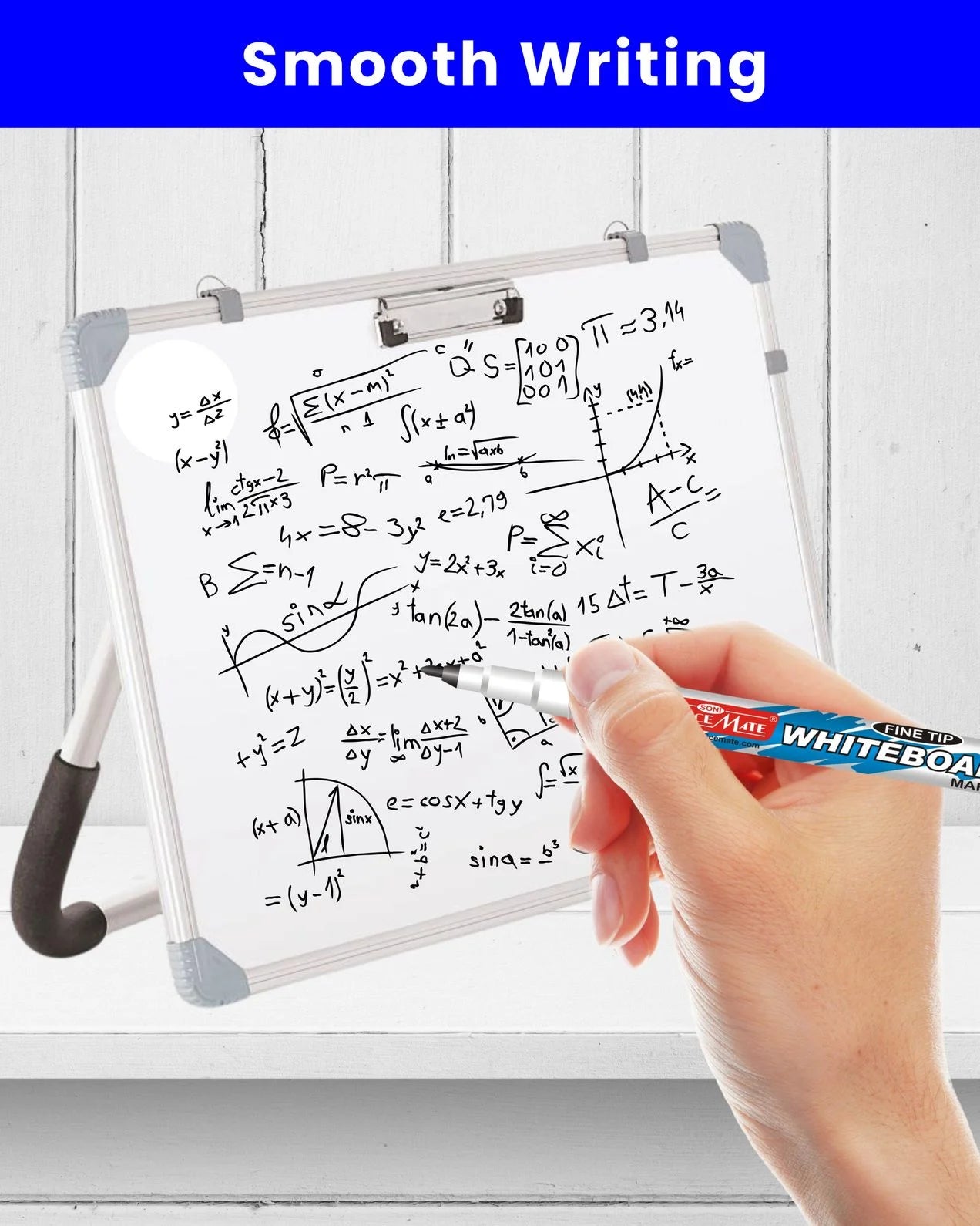 Fine Tip Whiteboard Marker with Duster (10pcs), Extra Precision, Bright Colours, Easy Wipe