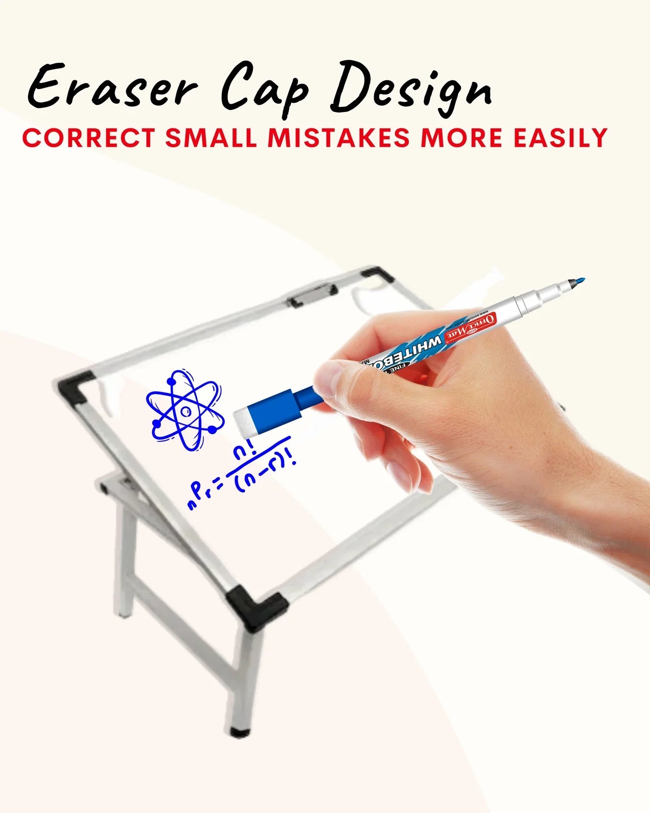 Fine Tip Whiteboard Marker with Duster (10pcs), Extra Precision, Bright Colours, Easy Wipe