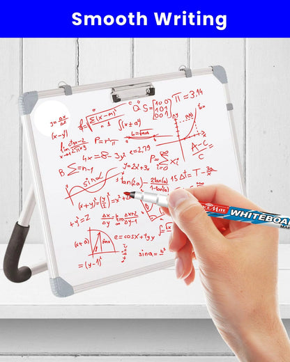 Fine Tip Whiteboard Marker with Duster (10pcs), Extra Precision, Bright Colours, Easy Wipe