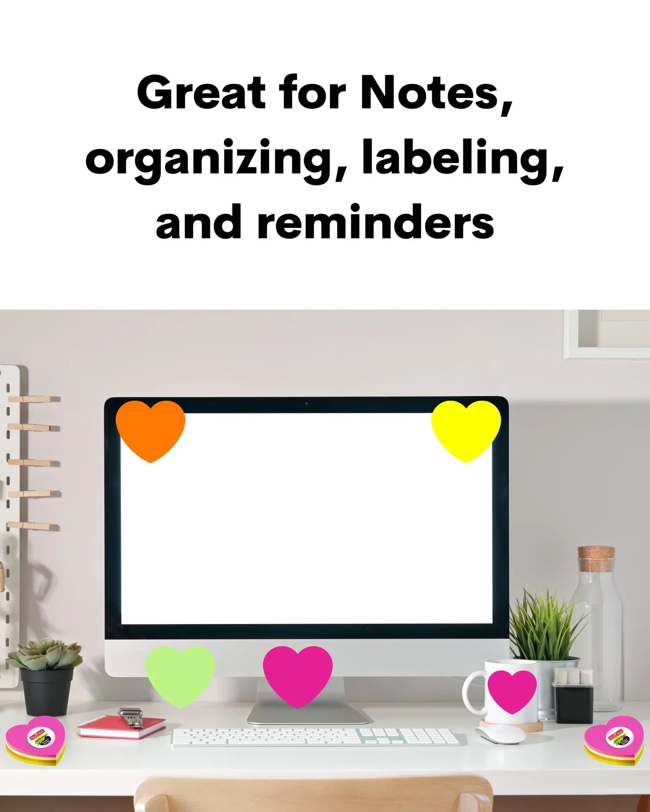 Multi-Shape Fluorescent Sticky Notes – 100 Sheets, Bright and Colourful Designs, Effective Note-Taking & Organizing