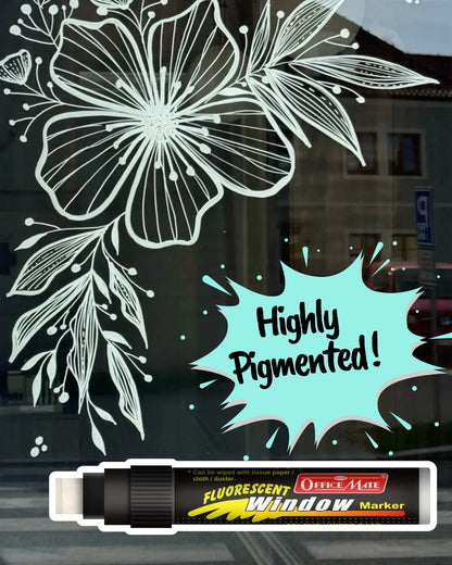 Jumbo Fluorescent Window/Chalk Marker (1pcs) Bold, Bright, Easy Erase