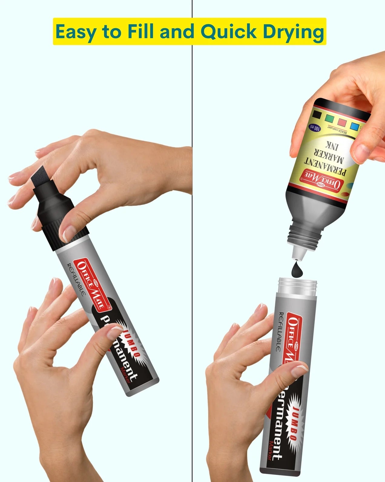 Jumbo Permanent Markers (1 pcs), Extra-Wide Tip, Versatile Use, Quick-Drying, Multi-Surface Marker