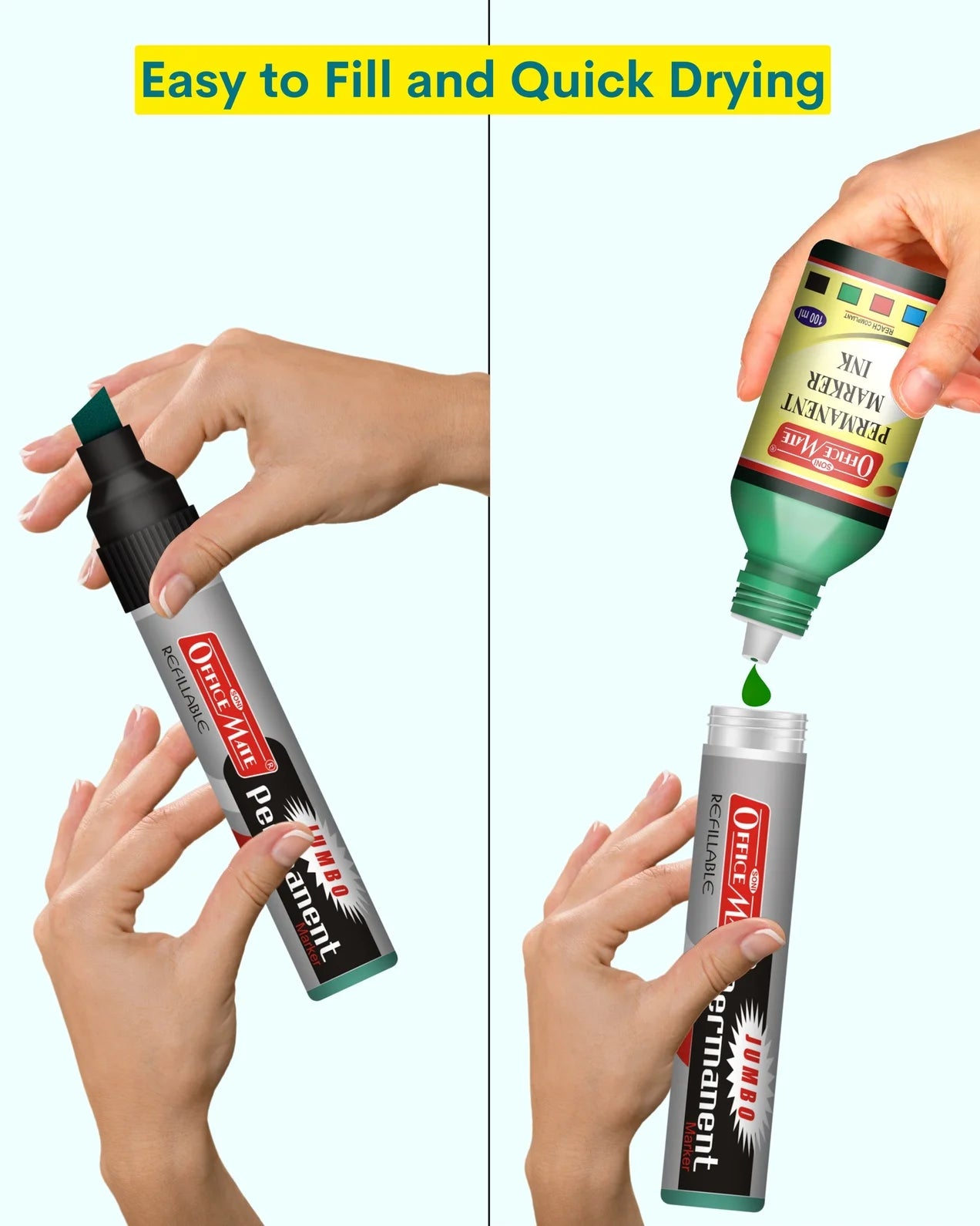 Jumbo Permanent Markers (1 pcs), Extra-Wide Tip, Versatile Use, Quick-Drying, Multi-Surface Marker