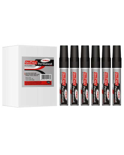 Jumbo Permanent Markers (6 pcs), Extra-Wide Tip, Versatile Use, Quick-Drying, Multi-Surface Marker