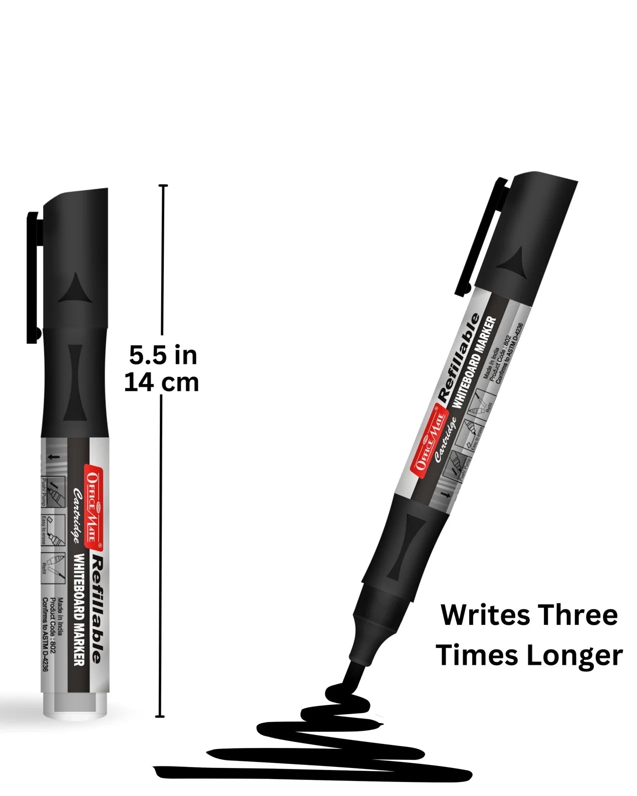 Refillable Cartridges Whiteboard Markers Combo (4 Cartridges Whiteboard Markers + 4 Cartridges) Vibrant Colours, Eco-Friendly, Lasts Longer