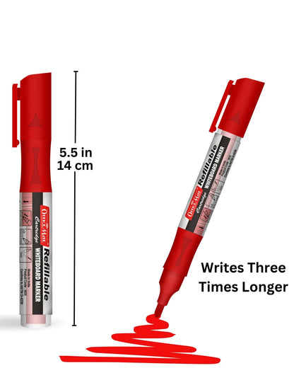 Refillable Cartridges Whiteboard Markers Combo (4 Cartridges Whiteboard Markers + 4 Cartridges) Vibrant Colours, Eco-Friendly, Lasts Longer