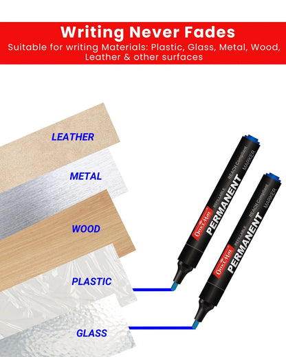 Regular Permanent Markers (Anti-Roll Cap), (10 pcs), Versatile Use, Quick-Drying, Multi-Surface Markers