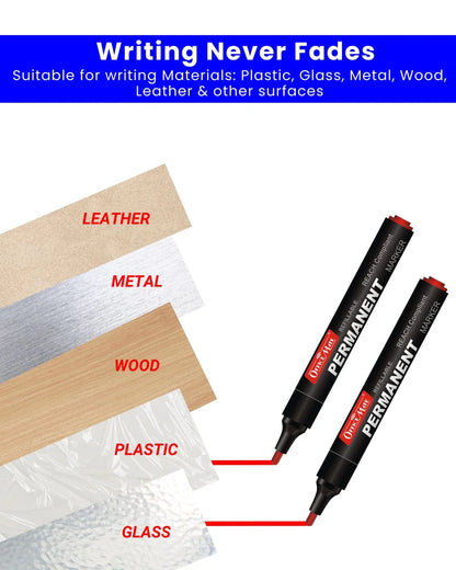 Regular Permanent Markers (Anti-Roll Cap), (10 pcs), Versatile Use, Quick-Drying, Multi-Surface Markers