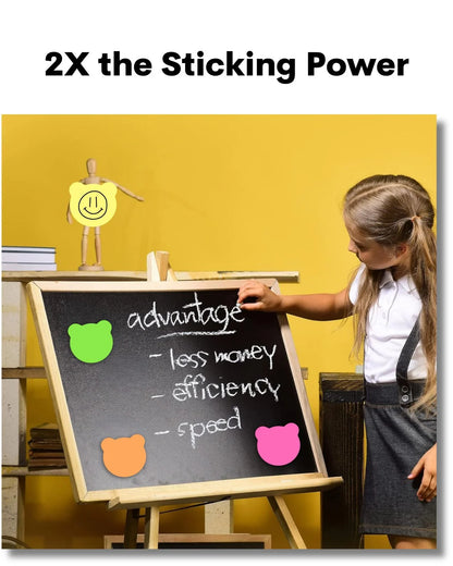 Multi-Shape Fluorescent Sticky Notes – 100 Sheets, Bright and Colourful Designs, Effective Note-Taking & Organizing