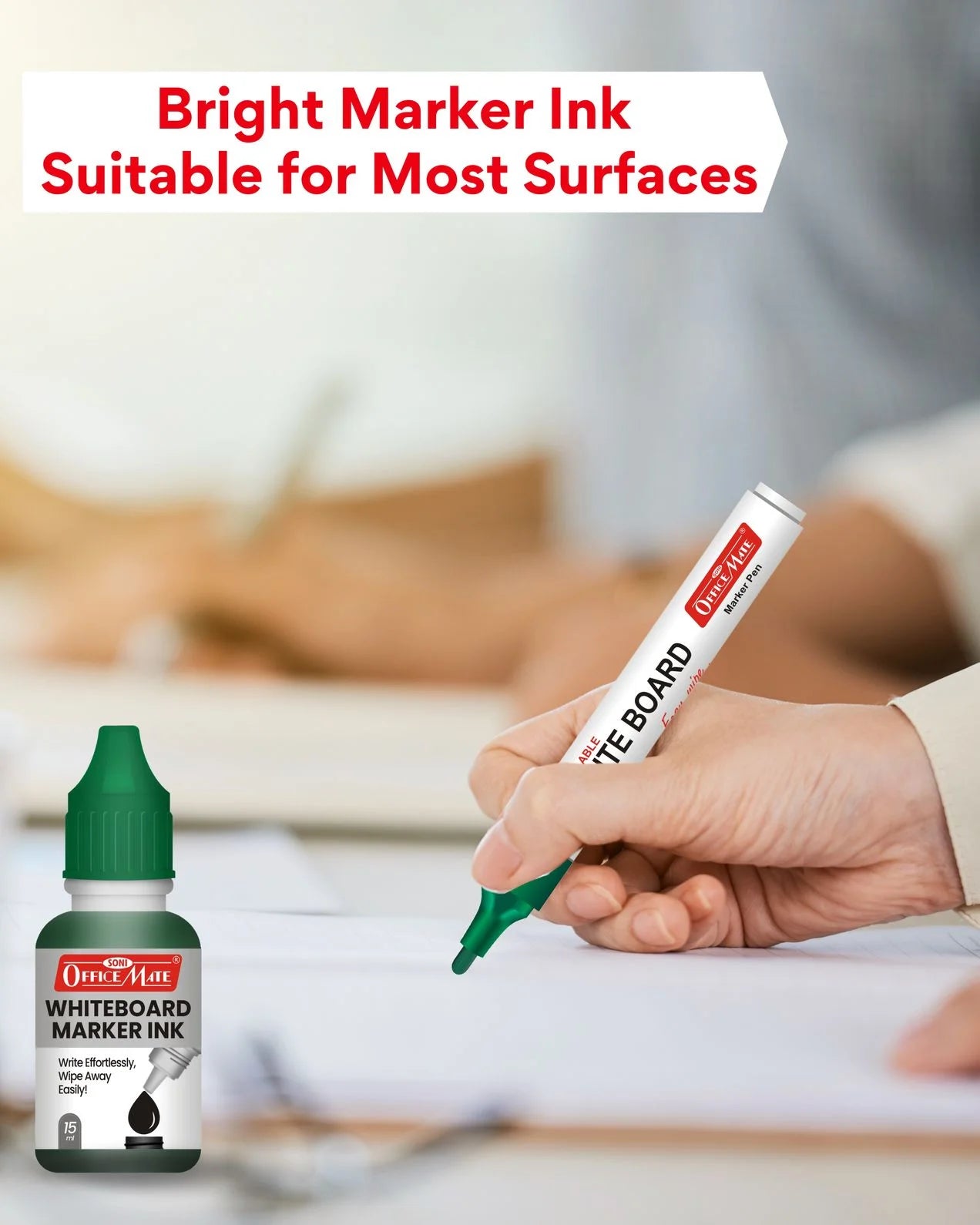 Whiteboard Combo (4 Whiteboard Markers + 4 Marker Inks) Vibrant Colours, Eco-friendly, Easy Wipe