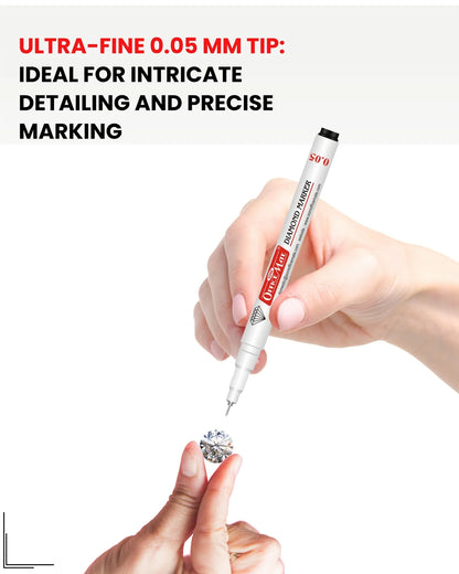 Diamond Marker (4pcs), Ultra-Fine 0.05 mm Tip for Precision Marking on Diamond & Glass, Permanent, Fade-Resistant, Smooth Application