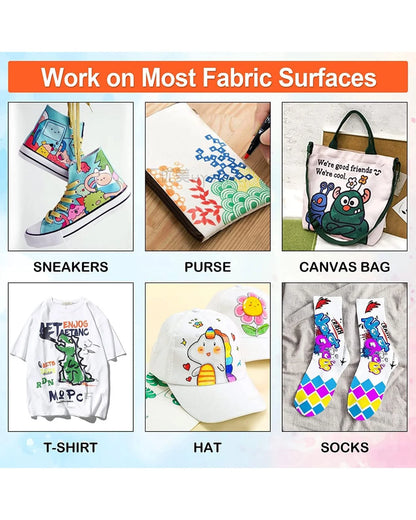 Fabric Markers – DIY Marker, Wash Resistant, Vivid Colours, Works on all Fabric Surfaces