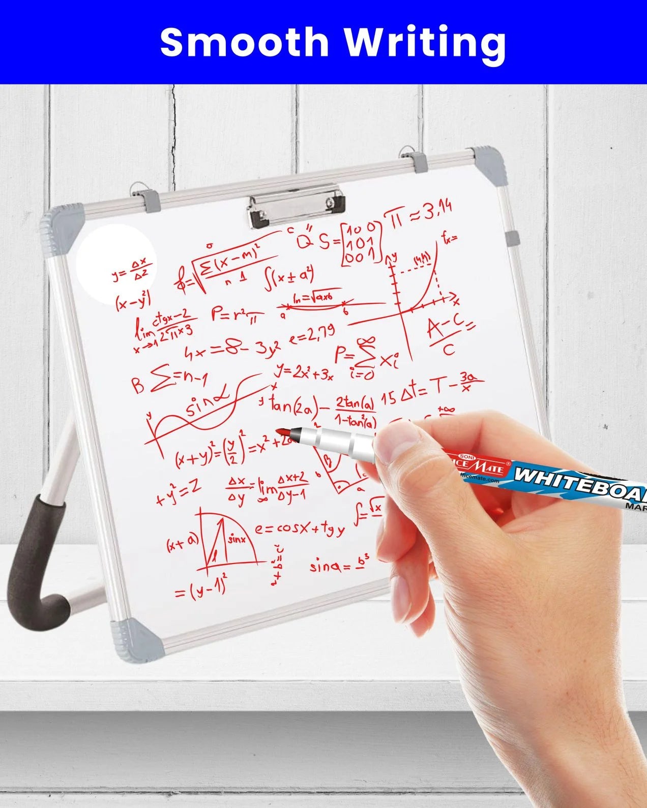 Fine Tip Whiteboard Marker with Duster (10pcs), Extra Precision, Bright Colours, Easy Wipe