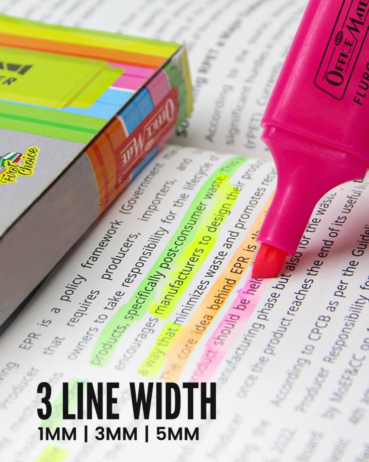 Fluorescent Highlighters – Vibrant Colors, Smooth Flow, 3x Longer Lasting