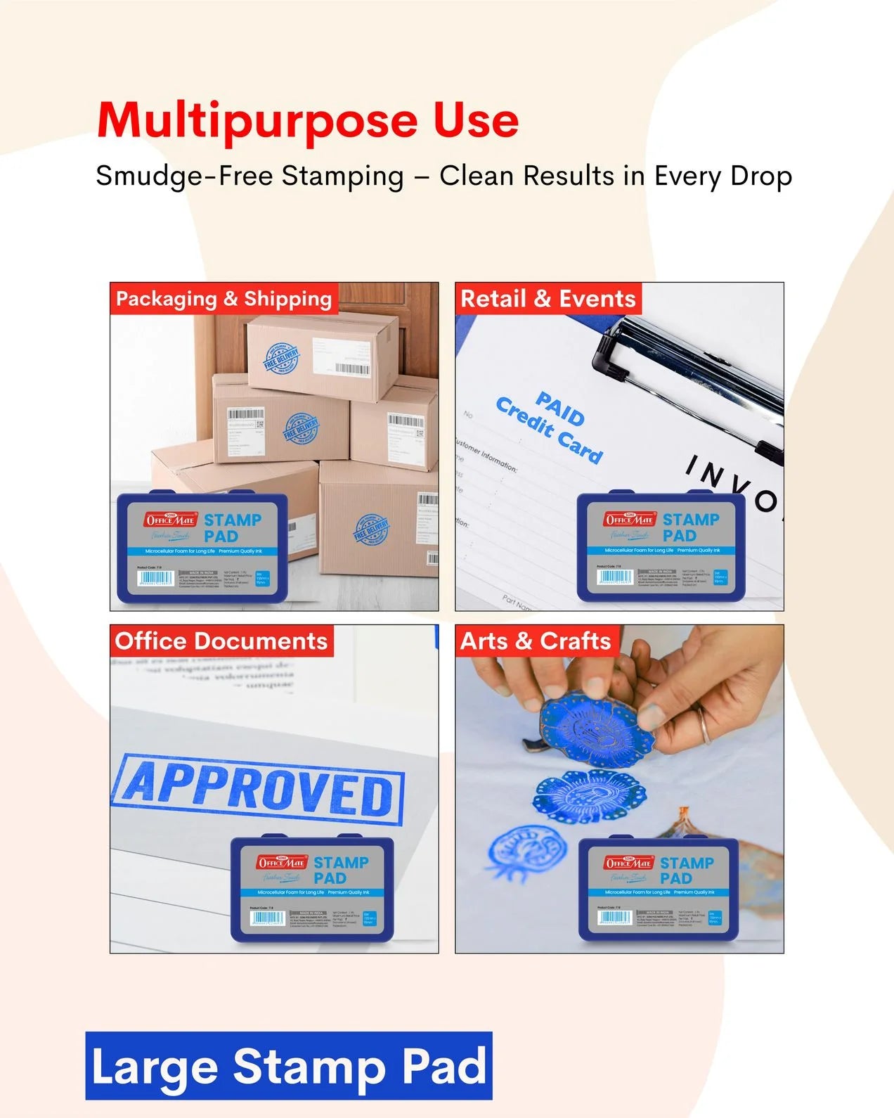 Stamp Pad – Blue, Long-Lasting Impressions, Quick-Drying Ink for Any Project