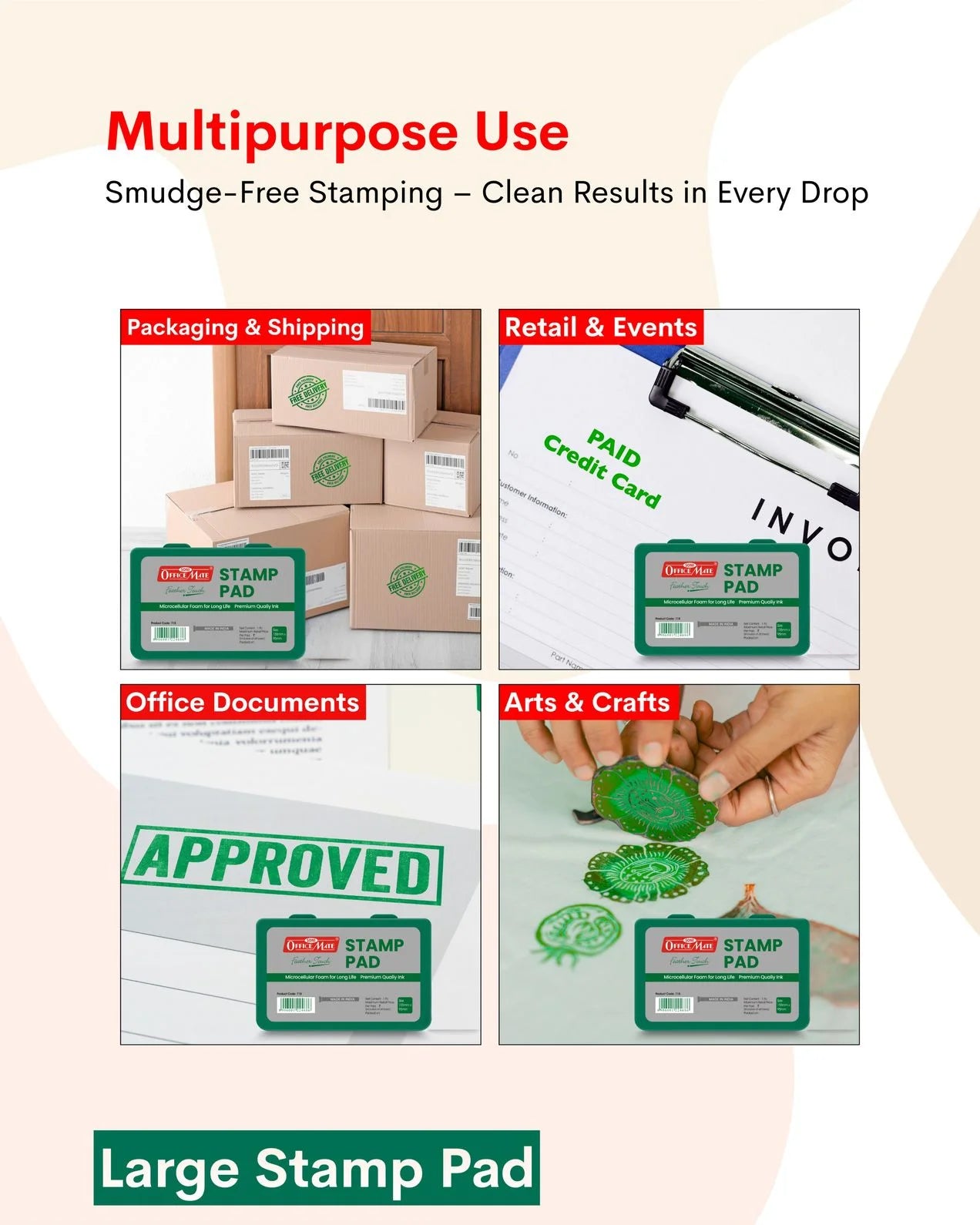 Stamp Pad – Green, Long-Lasting Impressions, Quick-Drying Ink for Any Project