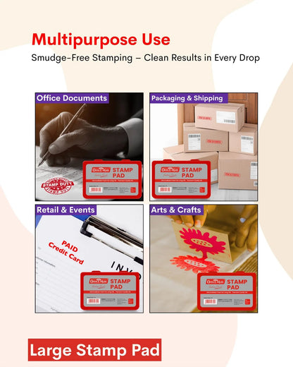 Stamp Pad – Red, Long-Lasting Impressions, Quick-Drying Ink for Any Project