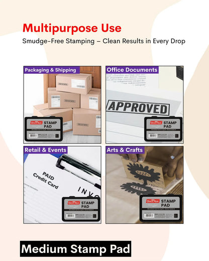 Stamp Pad – Black, Long-Lasting Impressions, Quick-Drying Ink for Any Project