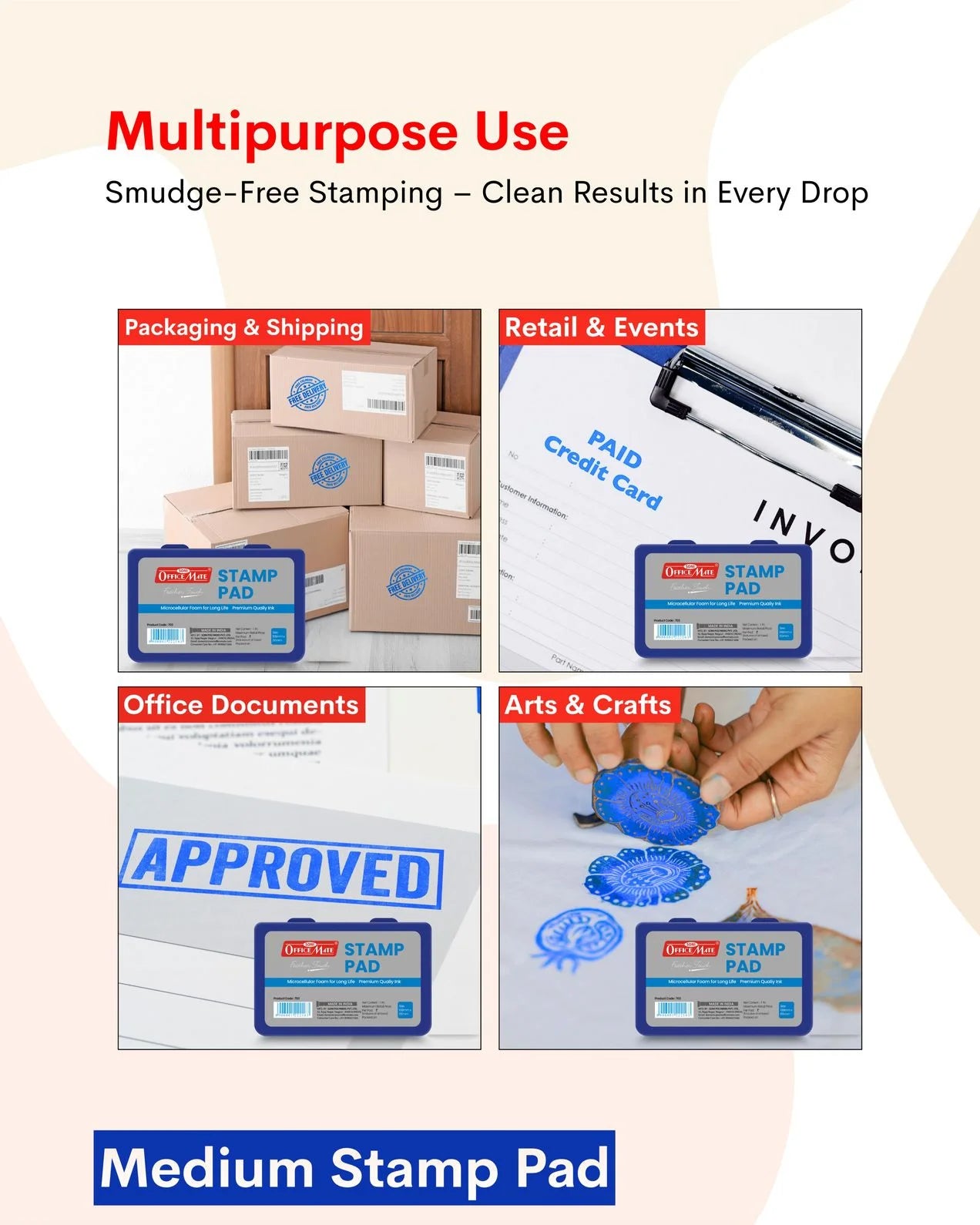 Stamp Pad – Blue, Long-Lasting Impressions, Quick-Drying Ink for Any Project