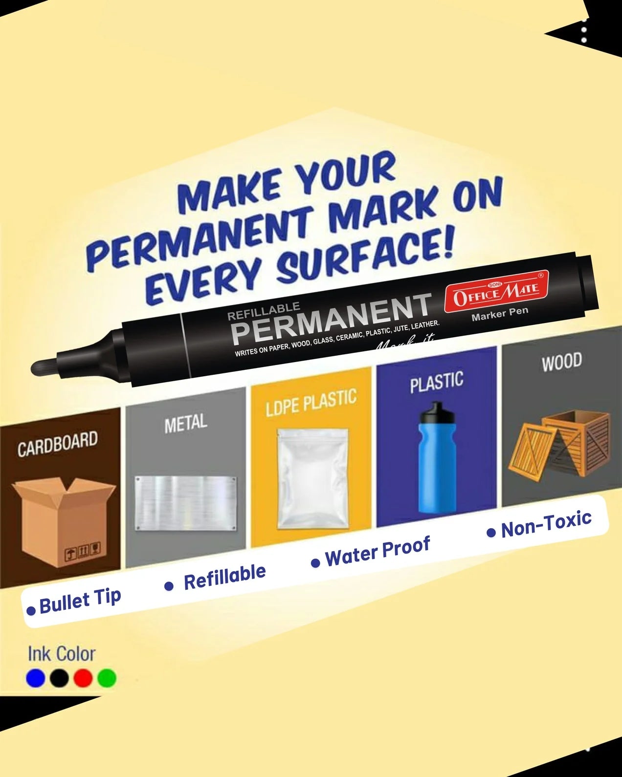 Refillable Permanent Markers, Versatile Use, Quick-Drying, Multi-Surface Markers