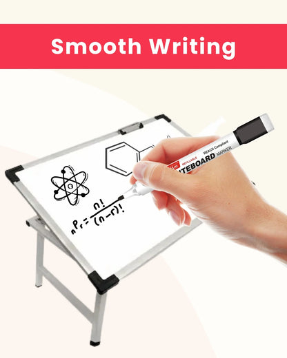 Regular Whiteboard Marker with Duster on cap, Assorted Colour (4 pcs), Vibrant Colours, Eco-friendly, Easy Wipe