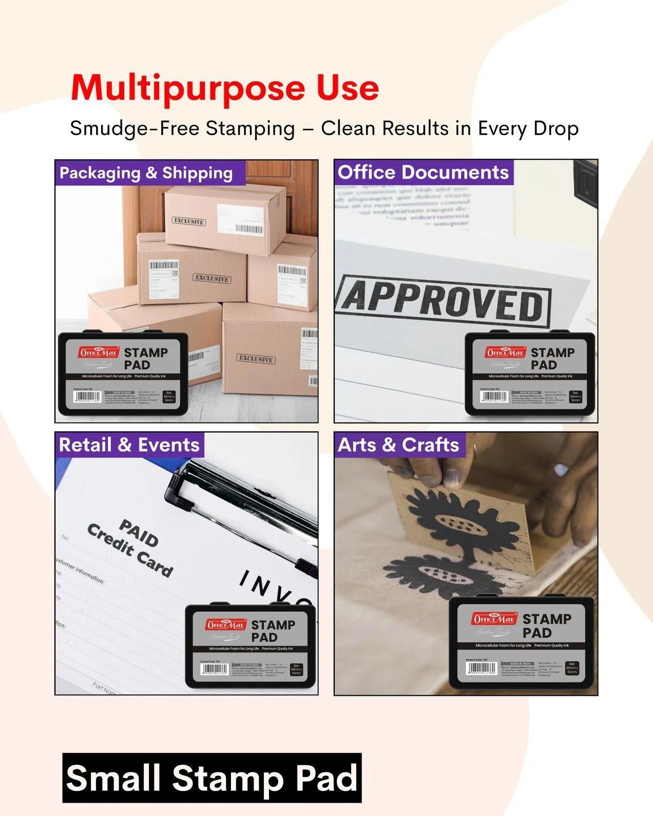 Stamp Pad – Black, Long-Lasting Impressions, Quick-Drying Ink for Any Project