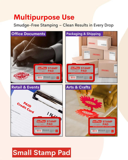 Stamp Pad – Red, Long-Lasting Impressions, Quick-Drying Ink for Any Project