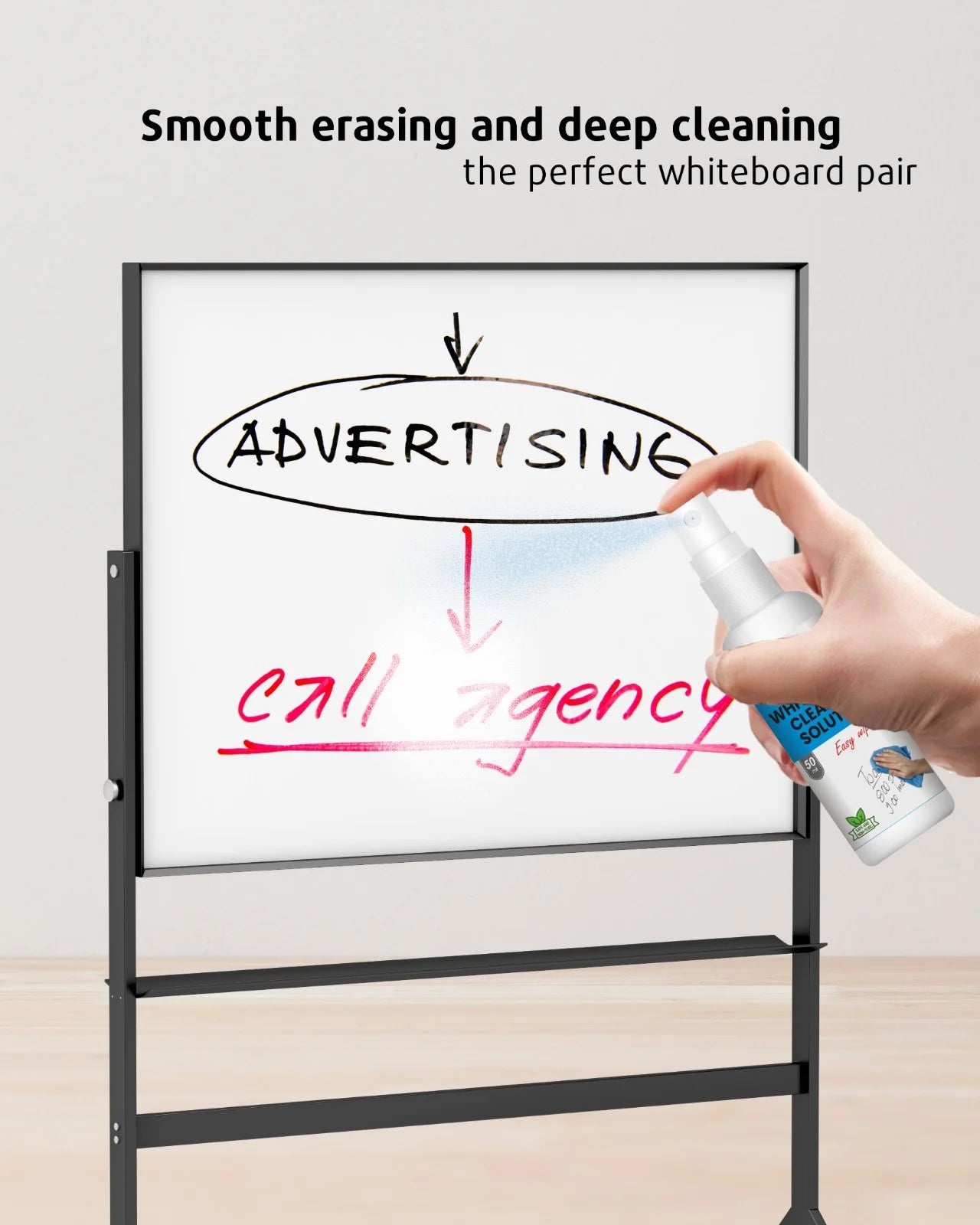 Whiteboard Cleaning Solution (50ml) (1pcs), Spotless Wipes, Eco-Friendly