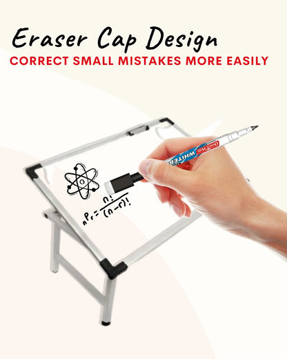 Fine Tip Whiteboard Marker with Duster (10pcs), Extra Precision, Bright Colours, Easy Wipe