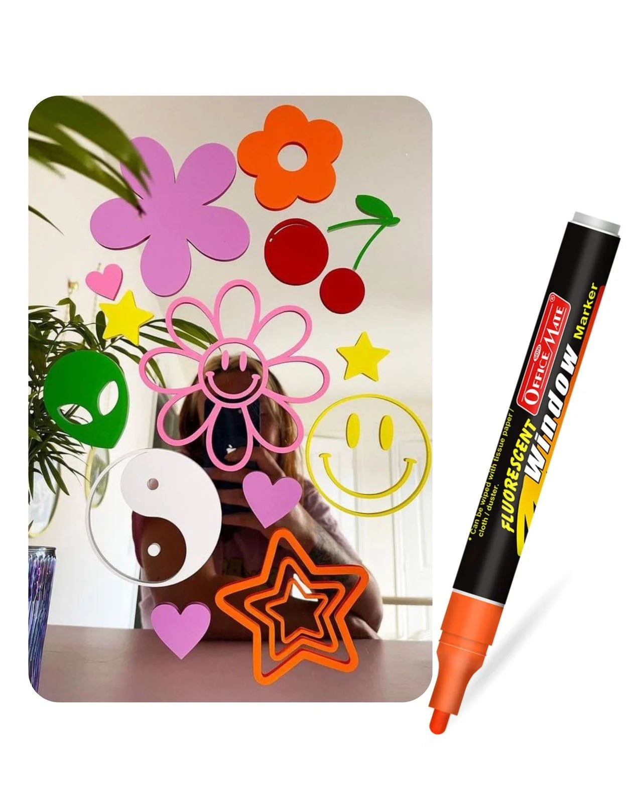 Fluorescent Window Markers / Chalk Markers (10 Pcs) Bright, Bold, Easy Erase