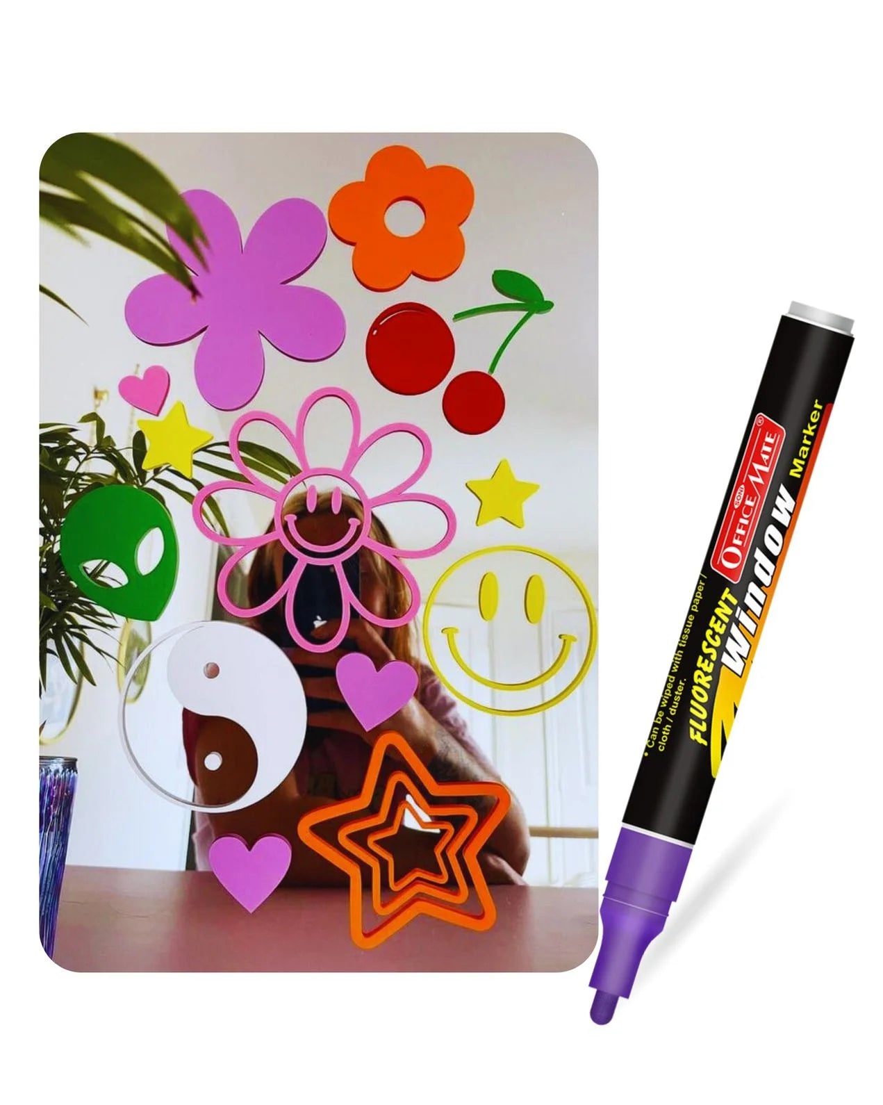 Fluorescent Window Markers / Chalk Markers (10 Pcs) Bright, Bold, Easy Erase