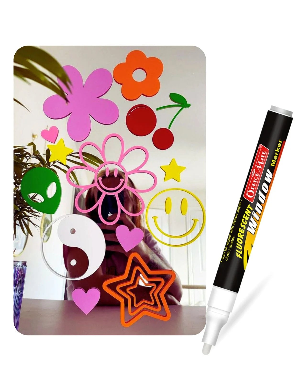 Fluorescent Window Markers / Chalk Markers (10 Pcs) Bright, Bold, Easy Erase