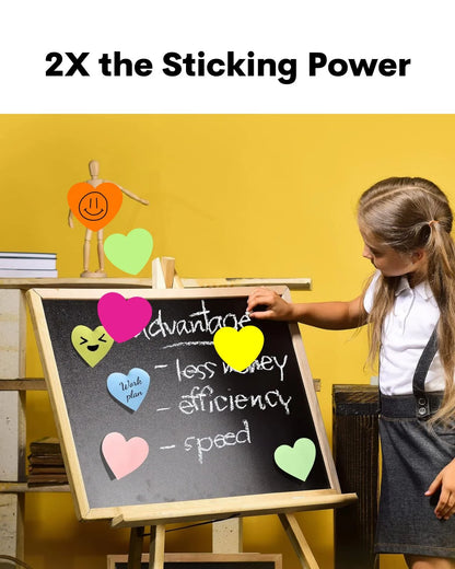 Multi-Shape Fluorescent Sticky Notes – 100 Sheets, Bright and Colourful Designs, Effective Note-Taking & Organizing