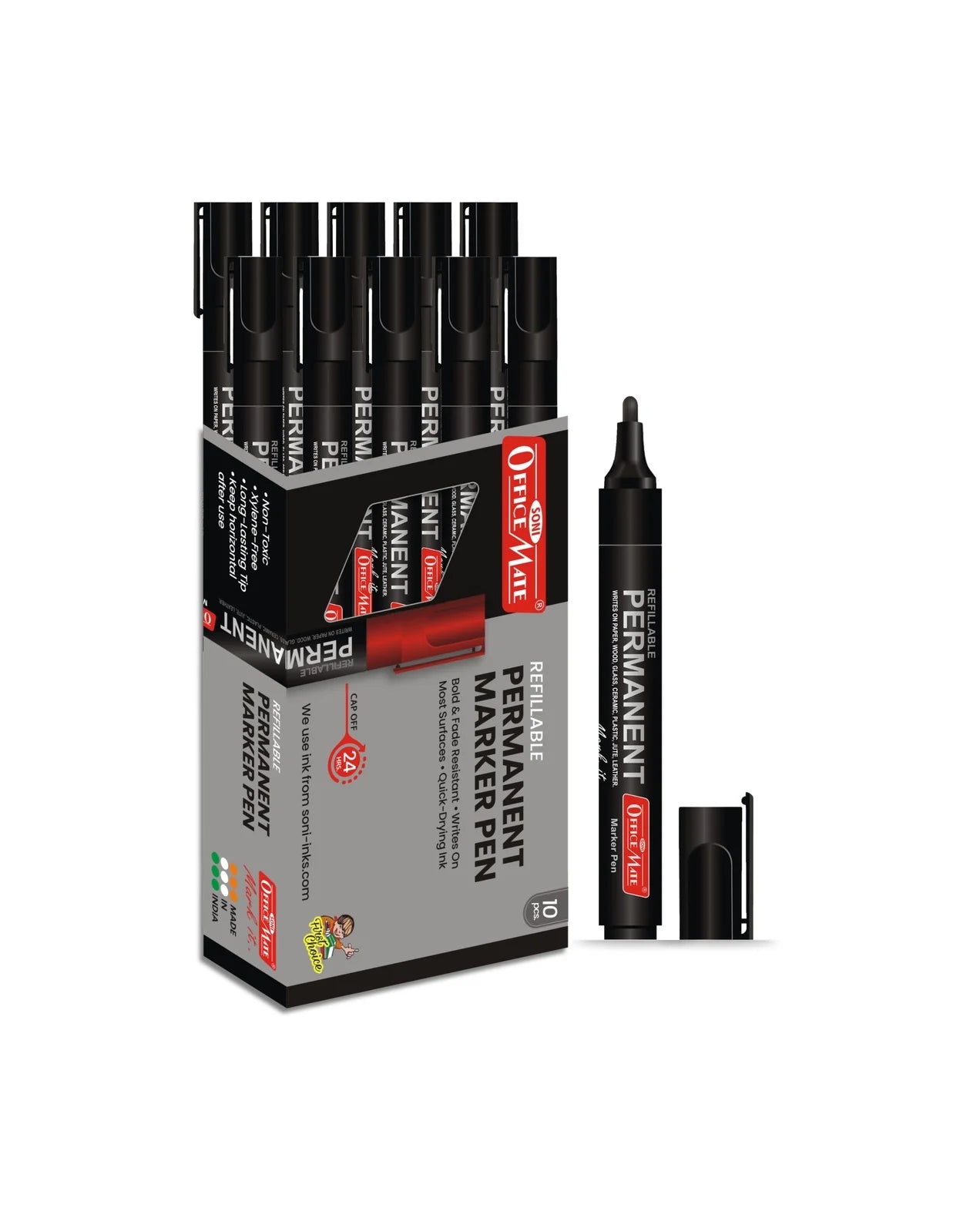 Permanent Markers (10 pcs), Versatile Use, Quick-Drying, Multi-Surface Markers