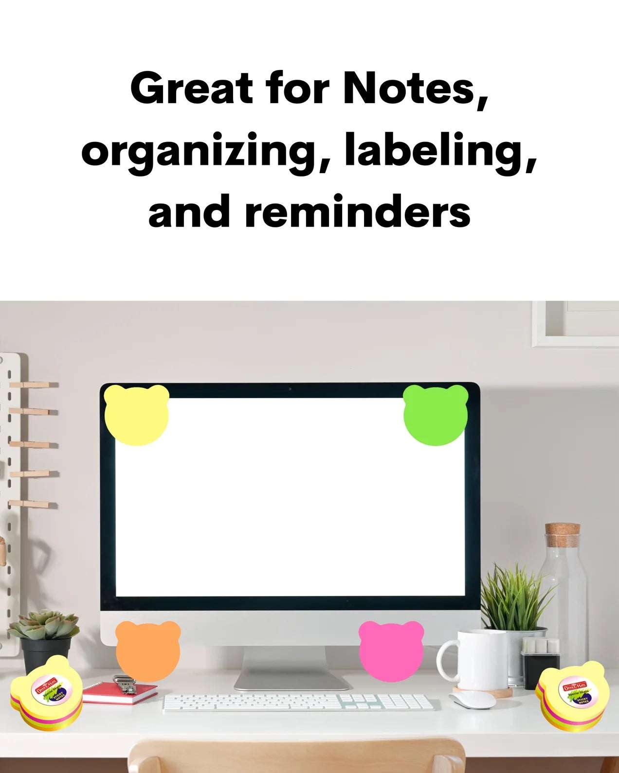 Multi-Shape Fluorescent Sticky Notes – 100 Sheets, Bright and Colourful Designs, Effective Note-Taking & Organizing