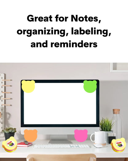 Multi-Shape Fluorescent Sticky Notes – 100 Sheets, Bright and Colourful Designs, Effective Note-Taking & Organizing