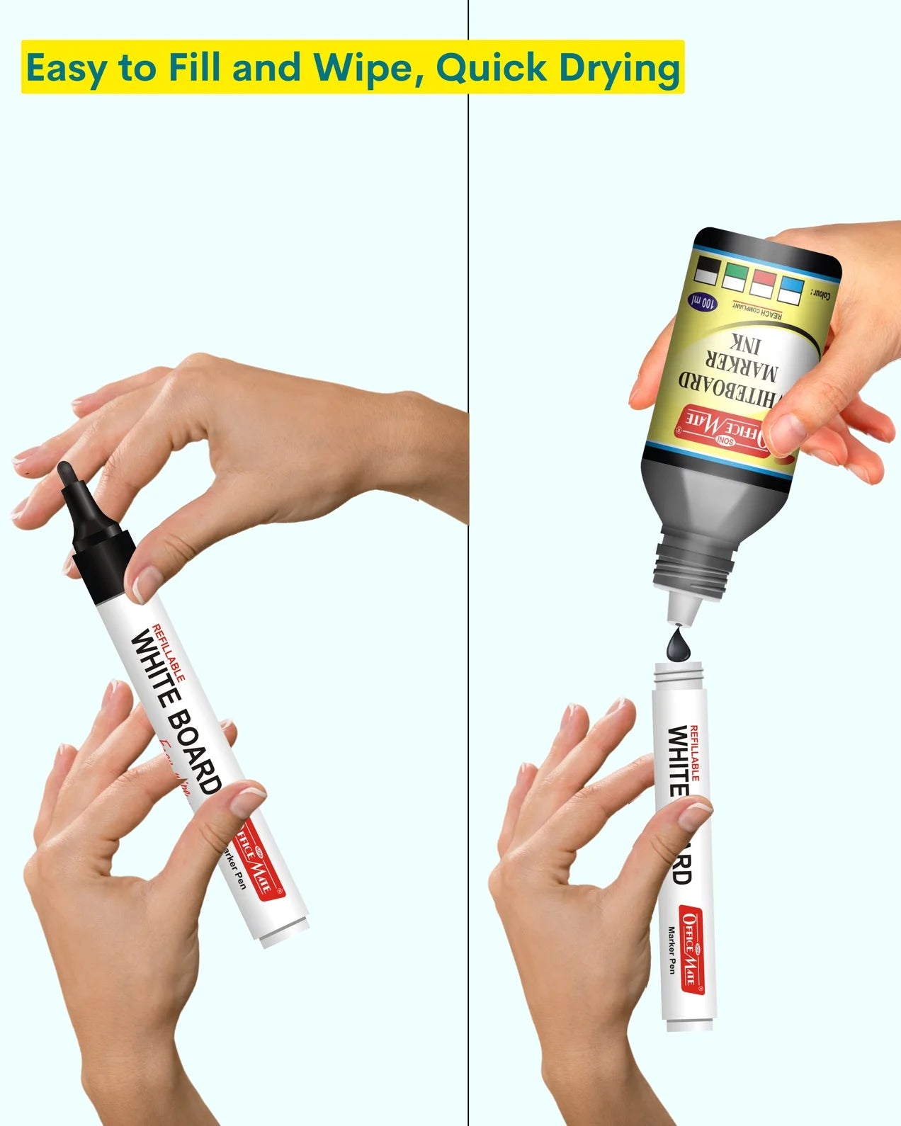 Whiteboard Marker (10 pcs), Vibrant Colours, Eco-friendly, Easy Wipe