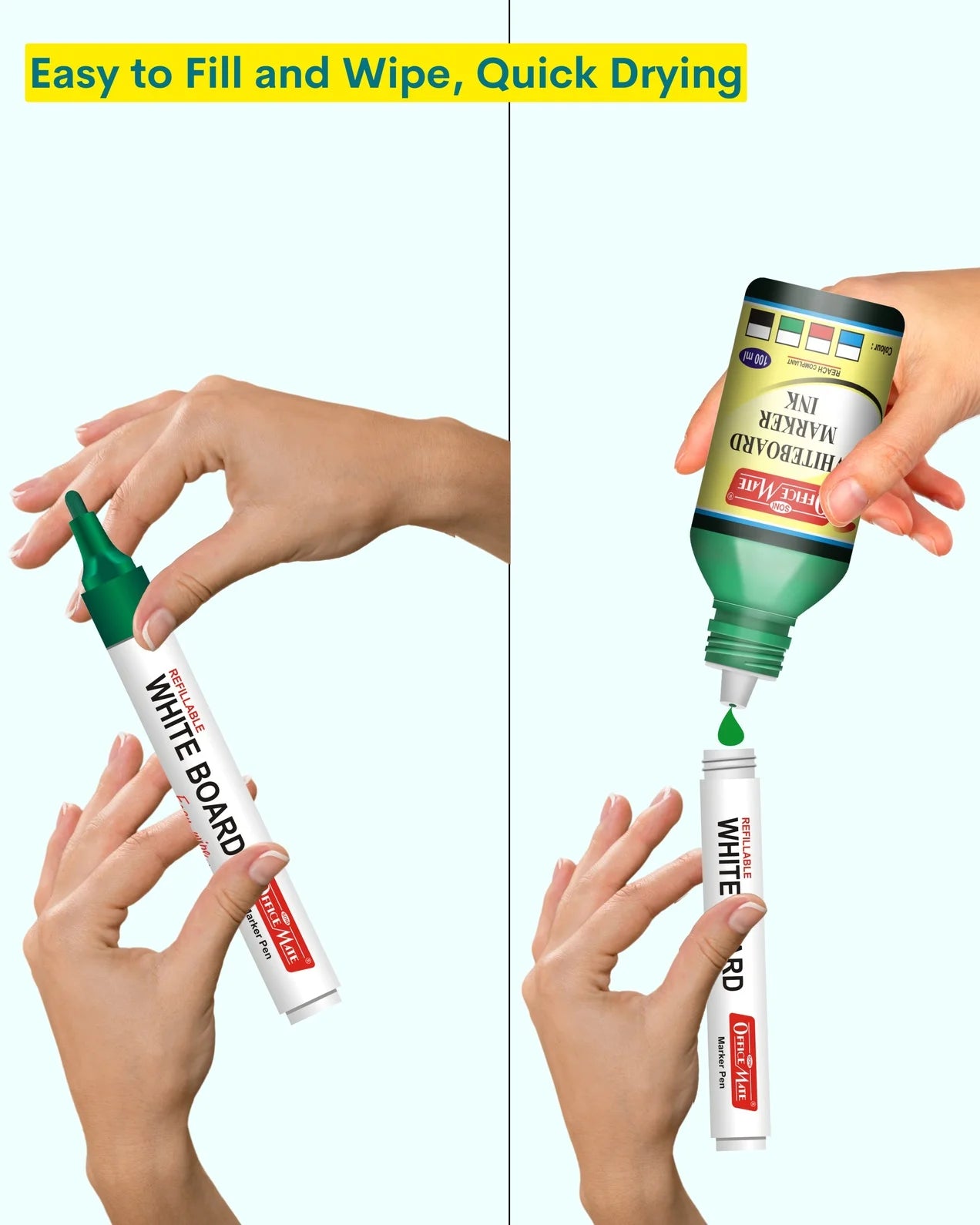 Whiteboard Marker (10 pcs), Vibrant Colours, Eco-friendly, Easy Wipe