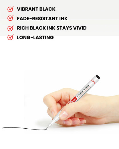 Diamond Marker (10pcs), Ultra-Fine 0.05 mm Tip for Precision Marking on Diamond & Glass, Permanent, Fade-Resistant, Smooth Application