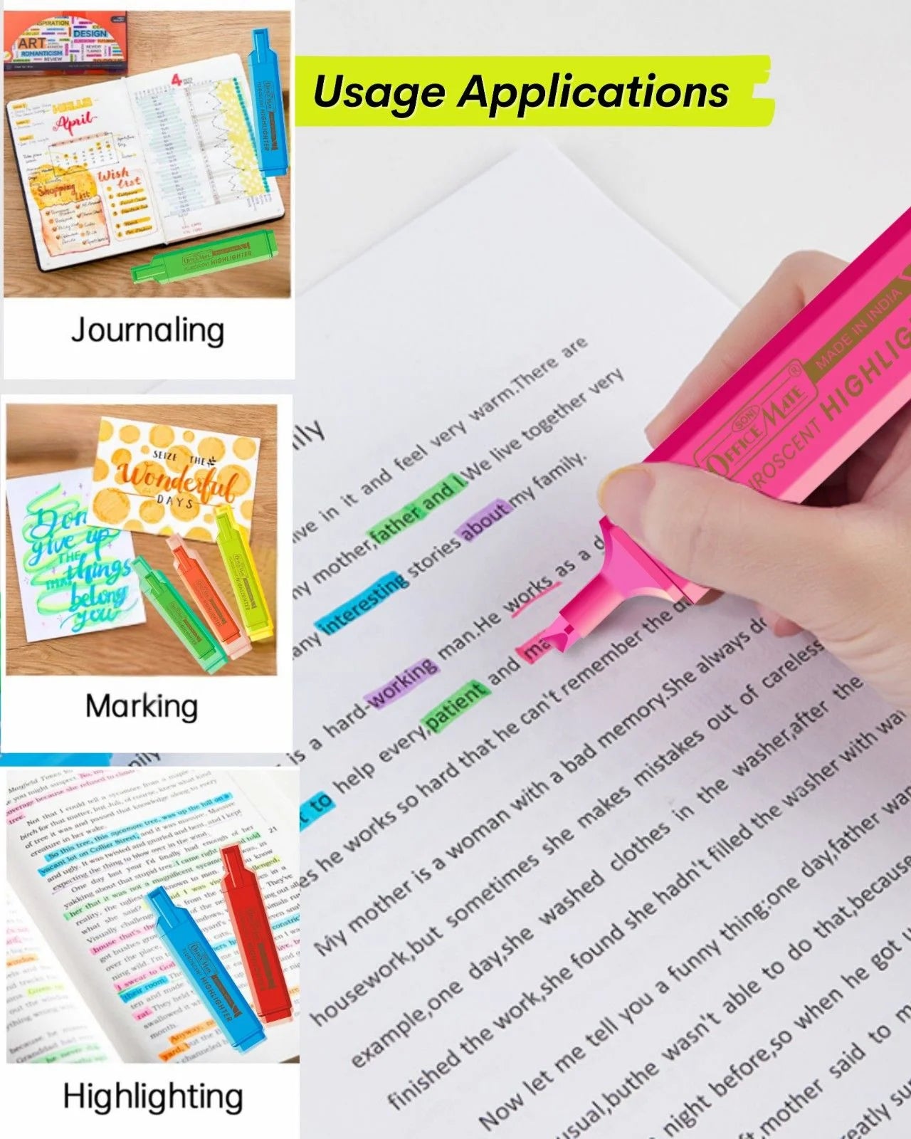 Fluorescent Highlighters – Vibrant Colors, Smooth Flow, 3x Longer Lasting