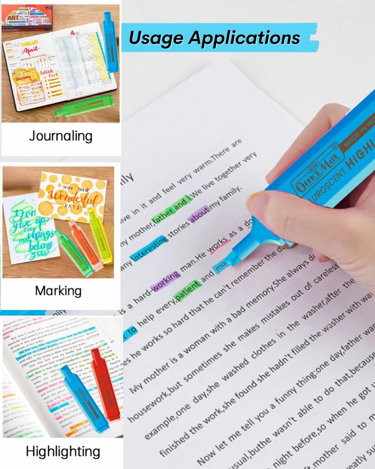 Fluorescent Highlighters (10pcs) – Vibrant Colors, Smooth Flow, 3x Longer Lasting