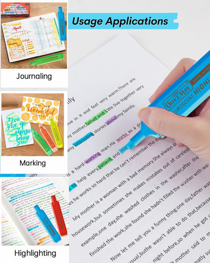 Fluorescent Highlighters (10pcs) – Vibrant Colors, Smooth Flow, 3x Longer Lasting