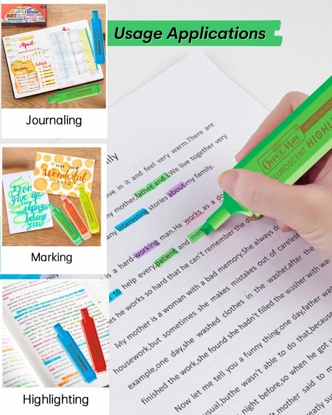 Fluorescent Highlighters (10pcs) – Vibrant Colors, Smooth Flow, 3x Longer Lasting