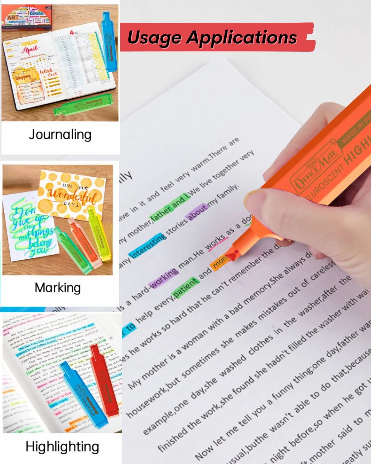 Fluorescent Highlighters (10pcs) – Vibrant Colors, Smooth Flow, 3x Longer Lasting