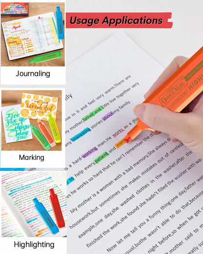 Fluorescent Highlighters (10pcs) – Vibrant Colors, Smooth Flow, 3x Longer Lasting