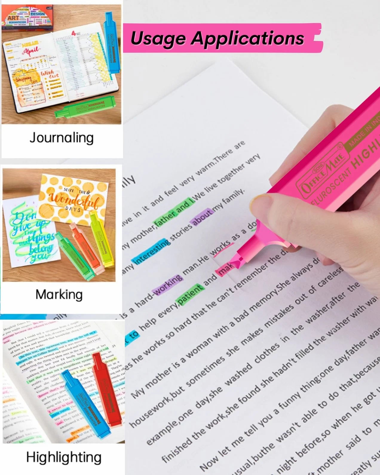 Fluorescent Highlighters (10pcs) – Vibrant Colors, Smooth Flow, 3x Longer Lasting