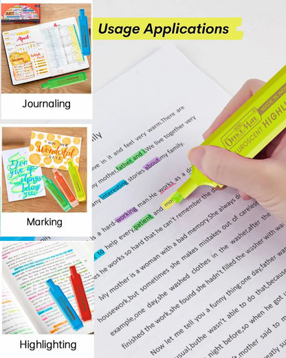 Fluorescent Highlighters (10pcs) – Vibrant Colors, Smooth Flow, 3x Longer Lasting