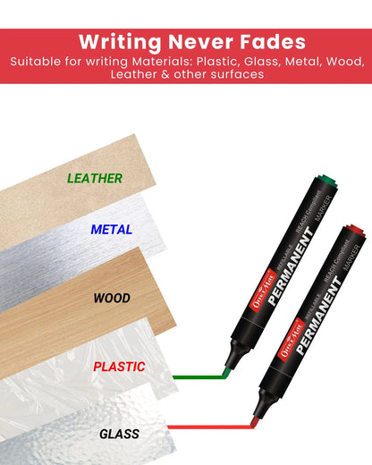 Regular Permanent Markers (Anti-Roll Cap), (10 pcs), Versatile Use, Quick-Drying, Multi-Surface Markers