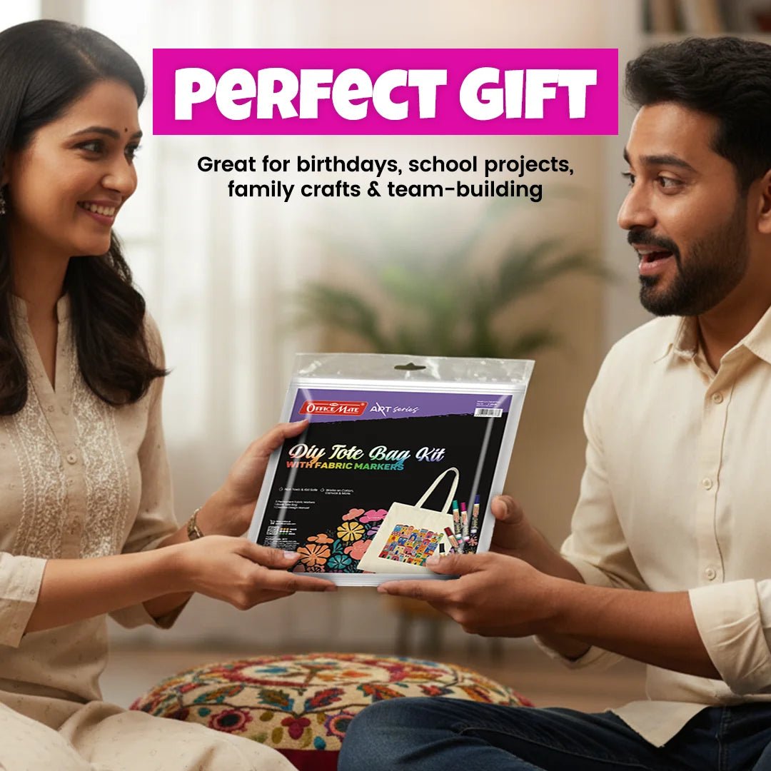 DIY Tote Bag Kit, DIY Art & Craft Kit for Kids, Students & Adults, Safe, Washable & Fun for Home, School, or Gifting