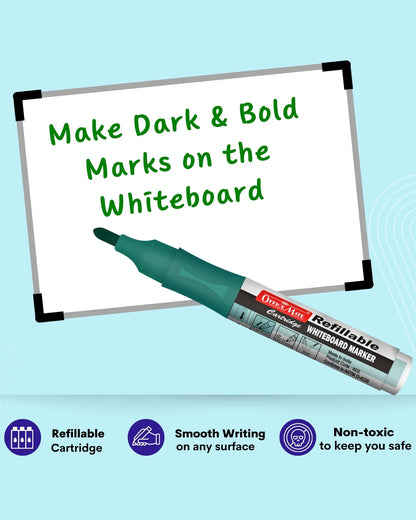 Whiteboard Marker with Refillable Cartridge (10pcs) Vibrant Colours, Eco-Friendly, Lasts Longer